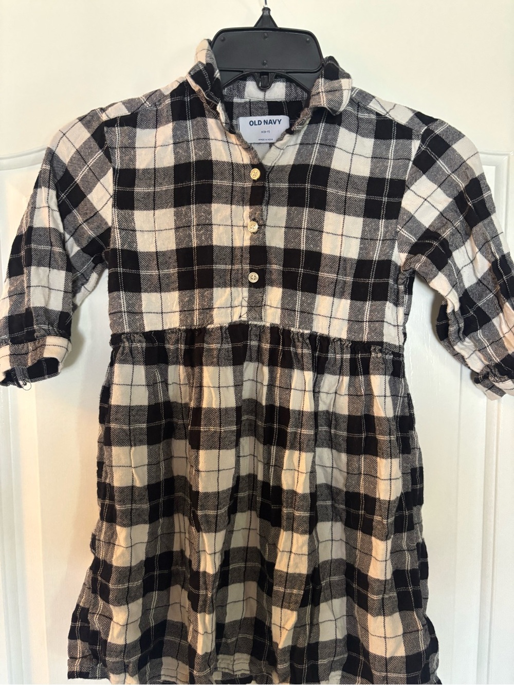 Old Navy Black and White Plaid Girls Dress Shirt